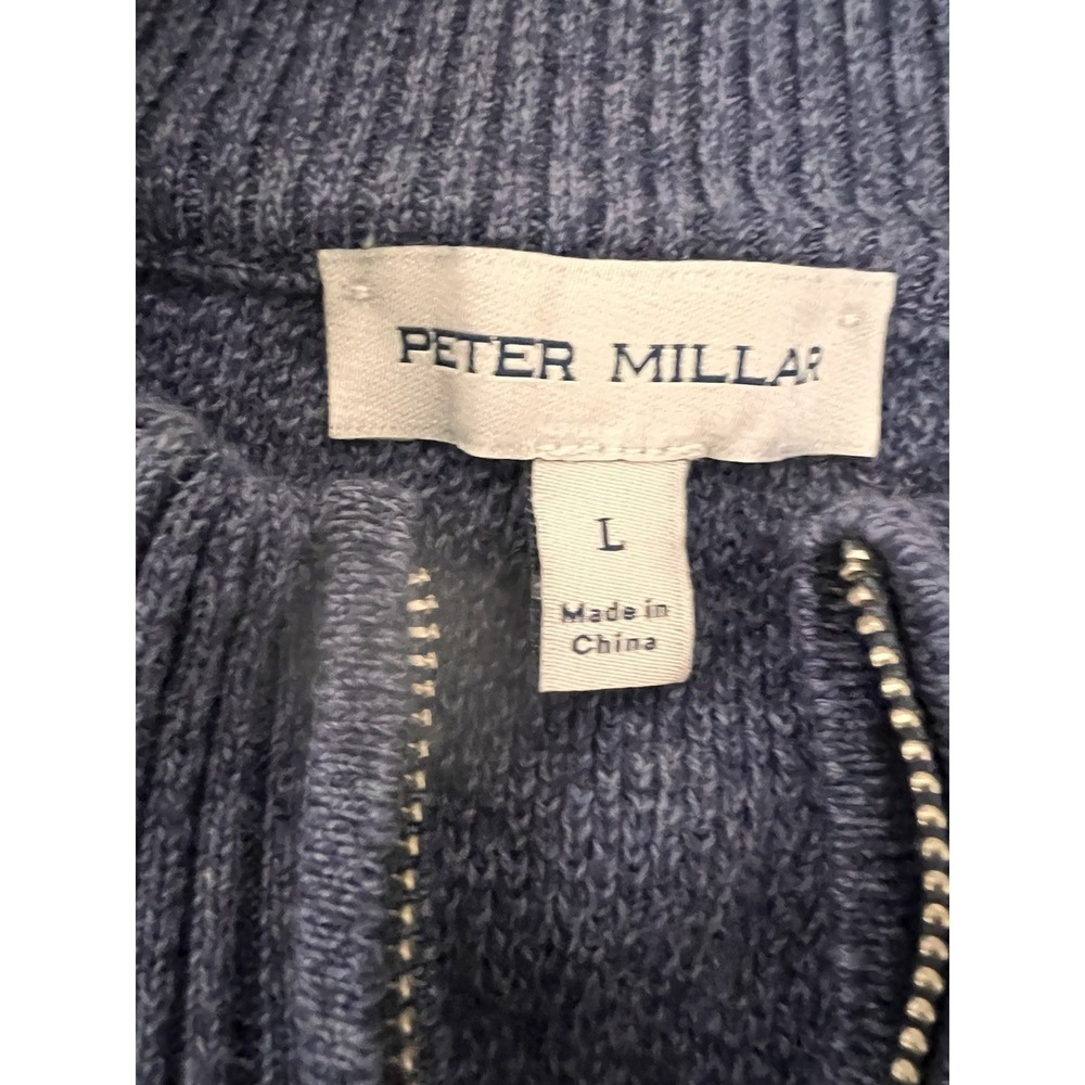 NWT Peter Millar Men's Ocean Blue Nevis Twisted Knit 1/4 Zip Pullover Sweater L - Picture 4 of 10